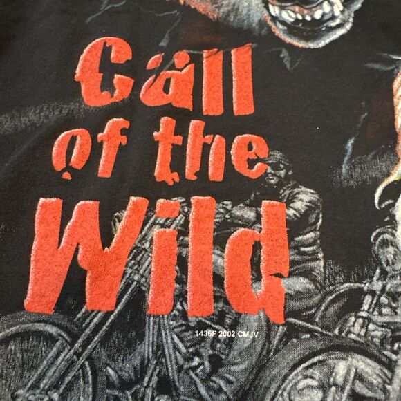 Vintage American Biker Call Of The Wild Wolf AOP Black T-Shirt Men’s Size XXL - Picture 3 of 11